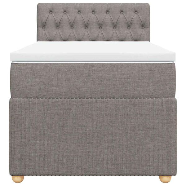 vidaXL Ł&oacute;żko kontynentalne z materacem, taupe, tkanina, 100x200 cm