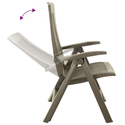 vidaXL Rozkładane krzesła do ogrodu, 2 szt., plastikowe, kolor mokka