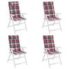 vidaXL Poduszki na krzesła z wysokim oparciem, 4 szt., czerwona krata