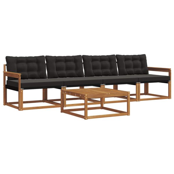 vidaXL Zestaw sof na zewnątrz z poduszką 5 pcs Naturalny i czarny