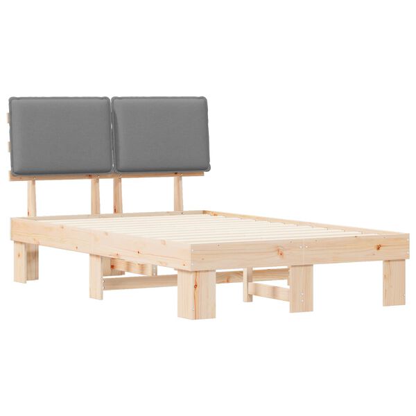 vidaXL Ramka ł&oacute;żka z tapicerowanym wezgłowiem Jasnoszary 120 x 190 cm