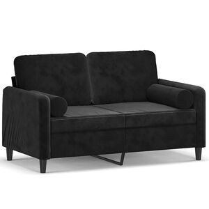 vidaXL 2-osobowa sofa z poduszkami, czarna, 120 cm, aksamit