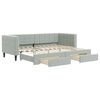 vidaXL Sofa rozsuwana z szufladami, jasnoszara, 80x200 cm, aksamit