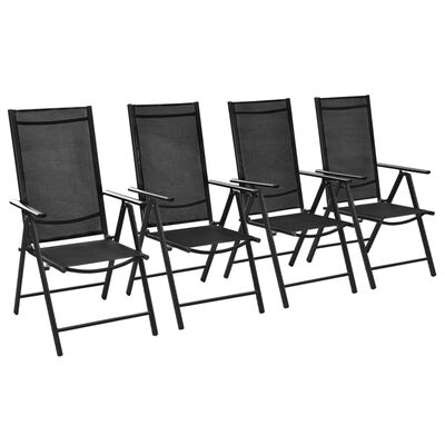 vidaXL Składane krzesła ogrodowe, 4 szt., aluminium/textilene, czarne