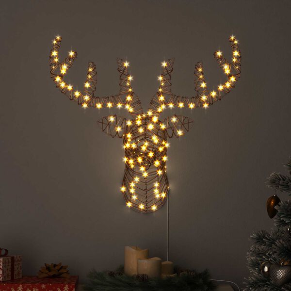 vidaXL Renifer ciągnący sanie Ciepła biel 68 x 36,5 x 62,5 cm rattan