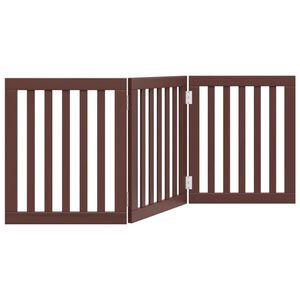 vidaXL Składana bramka dla psa, 3 panele, brąz, 150 cm