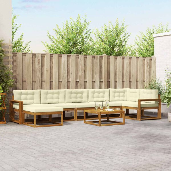 vidaXL Zestaw sof na zewnątrz z poduszką 8 pcs Naturalny i Kremowy
