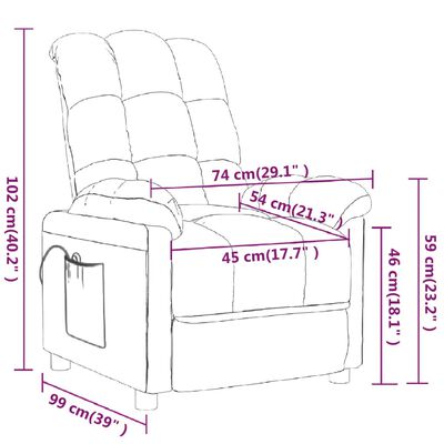 vidaXL Fotel masujący, ciemnozielony, obity tkaniną