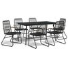 vidaXL 7-częściowy zestaw mebli ogrodowych, czarny, rattan PVC