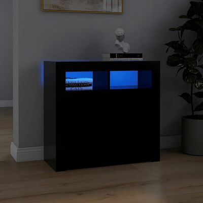 vidaXL Szafka z oświetleniem LED, czarna, 80 x 35 x 75 cm