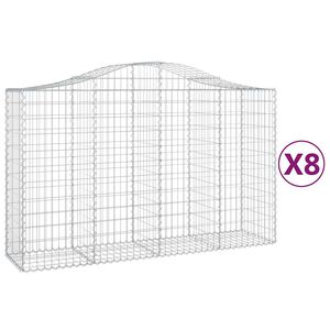vidaXL Kosze gabionowe, 8 szt, 200x50x120/140 cm, galwanizowane żelazo