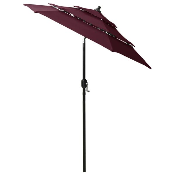 vidaXL 3-poziomowy parasol na aluminiowym słupku, bordowy, 2 m