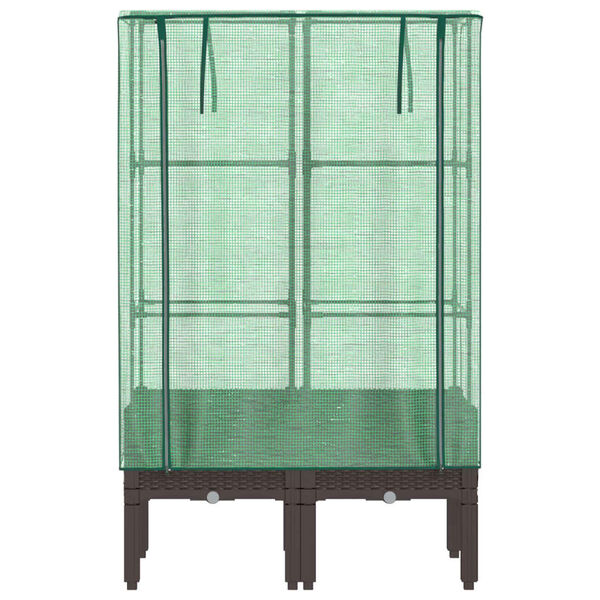 vidaXL Podwyższona donica ze szklarnią, wygląd rattanu, 80x40x140 cm