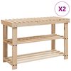 vidaXL P&oacute;łki na buty z ławką 2-w-1, 2 szt., lite drewno