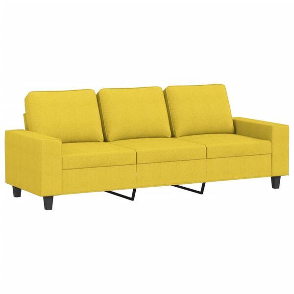 vidaXL 3-osobowa sofa z podnóżkiem, jasnożółty, 180 cm, tkaniną