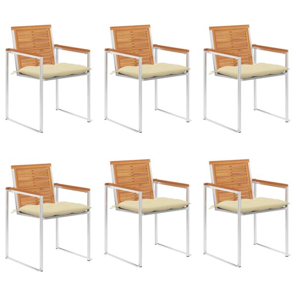 vidaXL Krzesła ogrodowe z poduszkami, 6 szt., lite drewno akacjowe