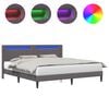 vidaXL Ramka ł&oacute;żka z paskami LED Szary 200 x 200 cm Ekosk&oacute;ra