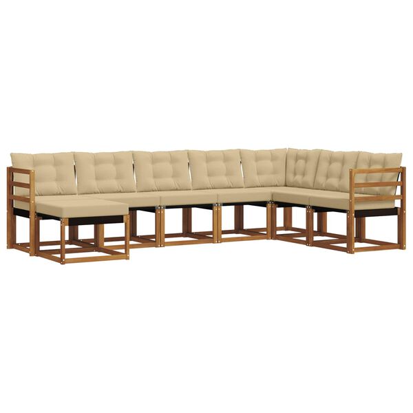 vidaXL Zestaw sof na zewnątrz z poduszką 8 pcs Naturalny i Beżowy