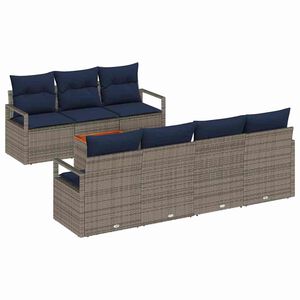 vidaXL Zestaw Sof na Ogr&oacute;d z poduszką 8 pcs Szary polirattan