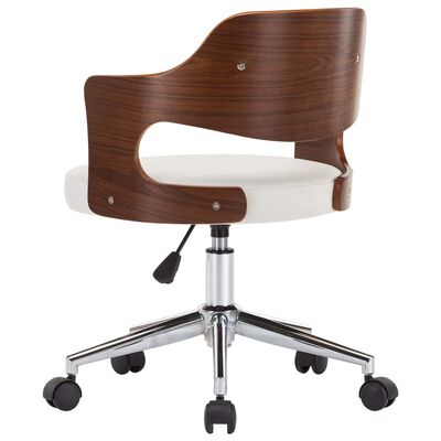 vidaXL Krzesła obrotowe, 2 szt., białe, gięte drewno i sztuczna skóra