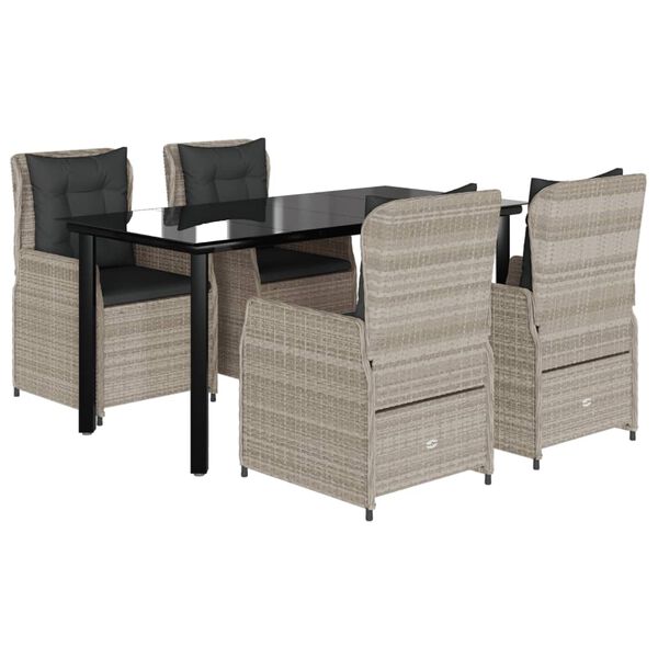 vidaXL 5-cz. zestaw mebli ogrodowych z poduszkami, jasnoszary