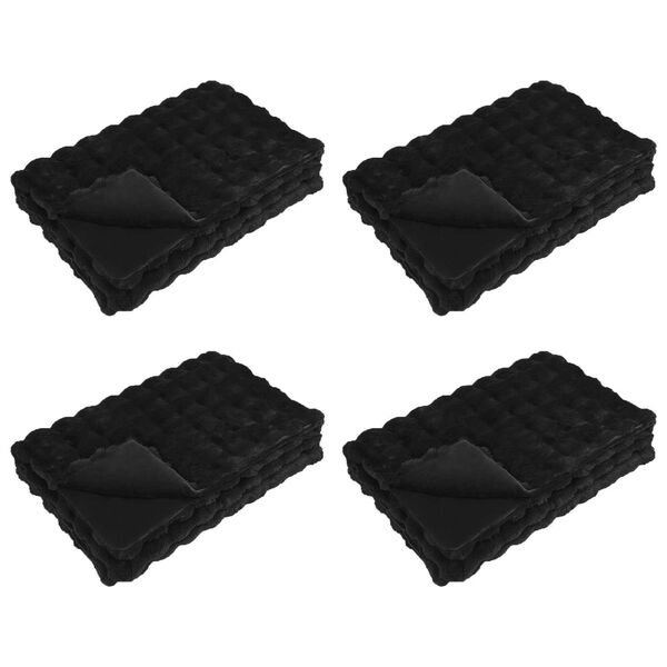 vidaXL Koc z futra sztucznego kr&oacute;lika Olite 4 pcs Czarny 130 x 150 cm