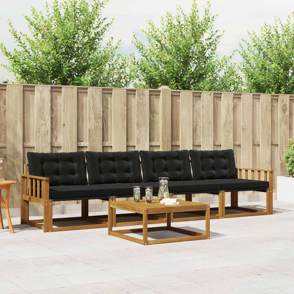 vidaXL Zestaw sof na zewnątrz z poduszką 5 pcs Naturalny i czarny