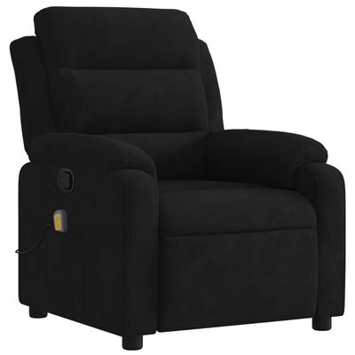 vidaXL Rozkładany fotel masujący, czarny, obity aksamitem