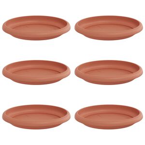 vidaXL Okrągły Talerzyk Kwiatowy 6 pcs Czerwony ceglasty &Oslash; 14 x 2 cm