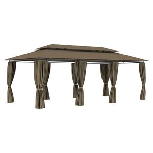 vidaXL Altana z zasłonami, 600x298x270 cm, kolor taupe, 180 g/m&sup2;