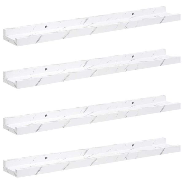 vidaXL P&oacute;łka ścienna z p&oacute;łką 4 pcs Biały marmur 60 x 9 x 3 cm