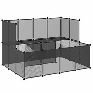 vidaXL Klatka dla małych zwierząt, czarna, 143x107x93 cm, PP i stal