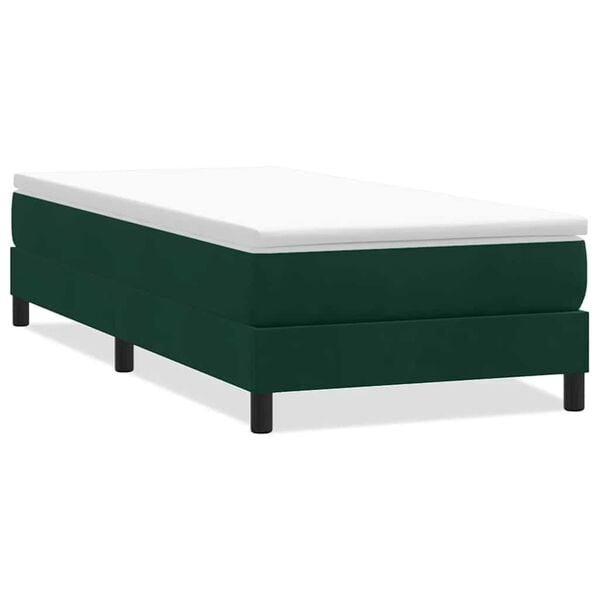 vidaXL Ł&oacute;żko typu Box Spring bez materaca Ciemnozielone 90x210 cm