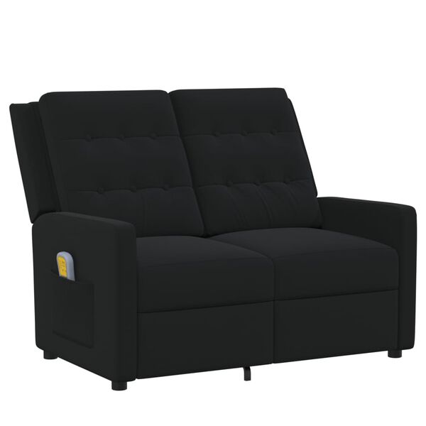 vidaXL Rozkładany fotel masujący, 2-os., czarny, obity tkaniną