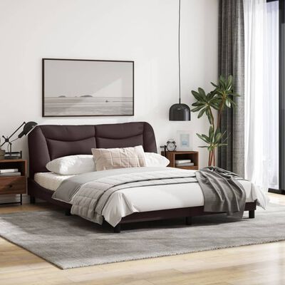 vidaXL Rama łóżka z zagłówkiem, ciemnobrązowa 160x200 cm obita tkaniną