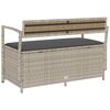 vidaXL Ławka ogrodowa ze schowkiem i poduszką, jasnoszary polirattan