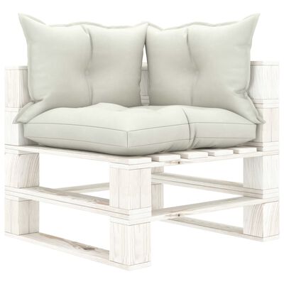 vidaXL Ogrodowa sofa 3-osobowa z palet, z beżowymi poduszkami