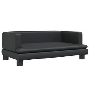 vidaXL Sofa dla dzieci, czarna, 80x45x30 cm, sztuczna sk&oacute;ra