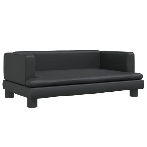 vidaXL Sofa dla dzieci, czarna, 80x45x30 cm, sztuczna sk&oacute;ra