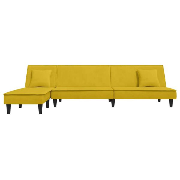 vidaXL Sofa rozkładana L, ż&oacute;łta, 255x140x70 cm, aksamit