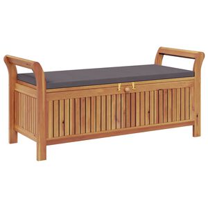 vidaXL Ogrodowa ławka ze schowkiem i poduszką, 126 cm, drewno akacjowe
