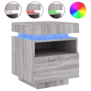 vidaXL Szafka nocna z LED, szary dąb sonoma, 40x39x48,5 cm