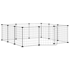 vidaXL Klatka dla zwierząt 12-panelowa z drzwiami czarna 105x105x35 cm