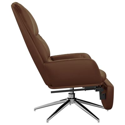 vidaXL Fotel z podnóżkiem, brązowy z połyskiem, obity sztuczną skórą