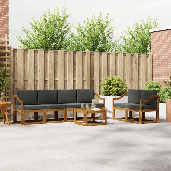 vidaXL Zestaw sof na zewnątrz z poduszką 7 pcs Naturalny i Antracytowy