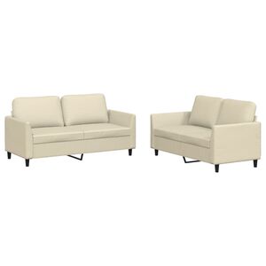 vidaXL 2-osobowa sofa z poduszkami, kremowa, sztuczna sk&oacute;ra