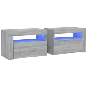 vidaXL Szafki nocne z LED, 2 szt., szary dąb sonoma, 60x35x40 cm