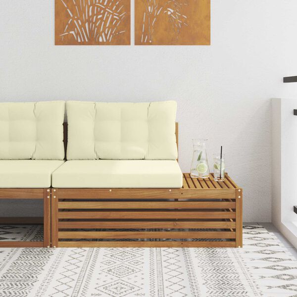 vidaXL Sofa końcowa na zewnątrz z poduszką Naturalny 115 x 83 x 73 cm