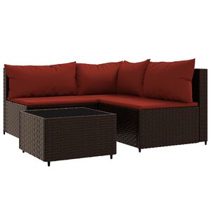 vidaXL 4-cz zestaw wypoczynkowy do ogrodu, poduszki, brązowy rattan PE