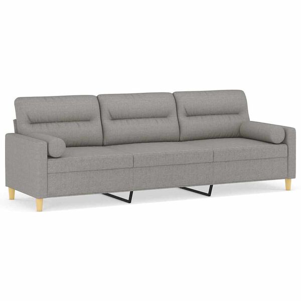 vidaXL 3-osobowa sofa wypoczynkowa z poduszkami, jasnoszara, 210 cm